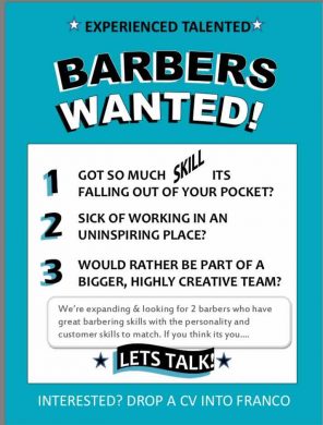 barber recruitment in Brisotl at Franco's Barbering Lounge